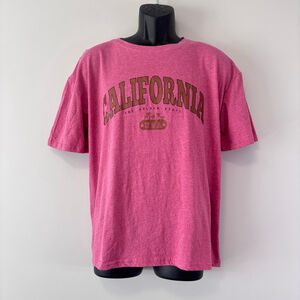 SHEIN Men's Red / Pink California Graphic Tee Short Sleeve Round Neck Shirt NIB